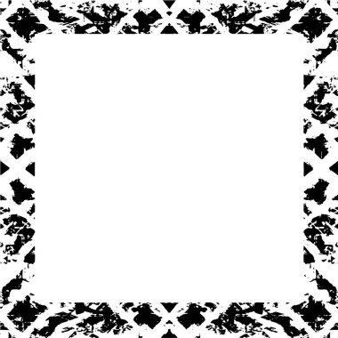 Sert siyah beyaz çerçeve. Grunge 'un geçmişi. Soyut doku etkisi. Vektör İllüstrasyonu. 