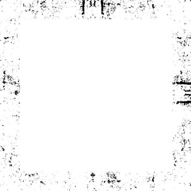 Grunge desenli soyut kare çerçeve. Siyah ve beyaz vintage arkaplan. 