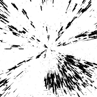 Dairesel yıldız patlaması dokusu. Sıkıntılı, dengesiz bir arkaplan. Soyut vektör çizimi. İlginç bir etki ve derinlik yaratmak için üst üste koy. Beyaz arkaplanda izole.