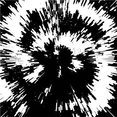 Dairesel yıldız patlaması dokusu. Sıkıntılı, dengesiz bir arkaplan. Soyut vektör çizimi. İlginç bir etki ve derinlik yaratmak için üst üste koy. Beyaz arkaplanda izole.