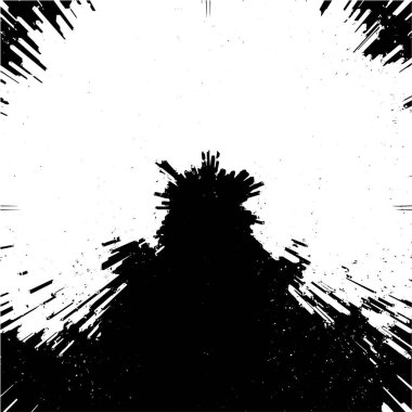 Farklı yükseklikteki birçok dikdörtgen sütunun dijital siyah ve beyaz arkaplanı ve küçük kareleri