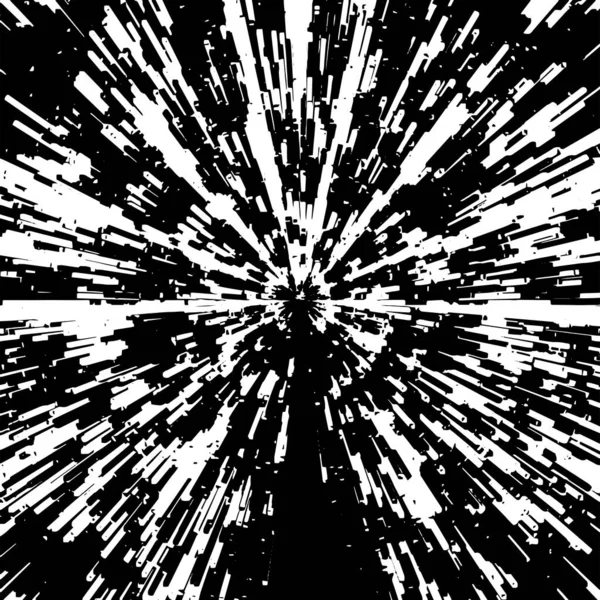 Circulaire Sterrensprong Explosie Structuur Gestoorde Ongelijke Grunge Achtergrond Abstracte Monochrome — Stockvector