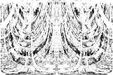 Grunge dikey olarak simetrik siyah beyaz doku. Tek renkli yıpranmış kaplama deseni. 