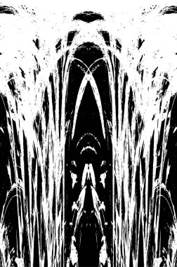 Grunge dikey olarak simetrik siyah beyaz doku. Tek renkli yıpranmış kaplama deseni. 