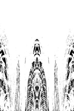 Grunge dikey olarak simetrik siyah beyaz doku. Tek renkli yıpranmış kaplama deseni. 