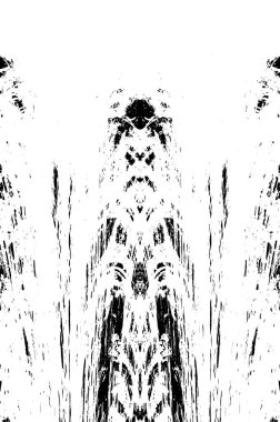 Grunge dikey olarak simetrik siyah beyaz doku. Tek renkli yıpranmış kaplama deseni. 