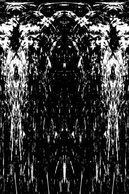 Grunge dikey olarak simetrik siyah beyaz doku. Tek renkli yıpranmış kaplama deseni. 