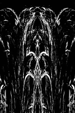 Grunge dikey olarak simetrik siyah beyaz doku. Tek renkli yıpranmış kaplama deseni. 