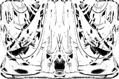 Grunge dikey olarak simetrik siyah beyaz doku. Tek renkli yıpranmış kaplama deseni. 