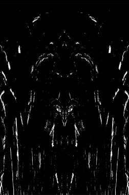 Grunge dikey olarak simetrik siyah beyaz doku. Tek renkli yıpranmış kaplama deseni. 