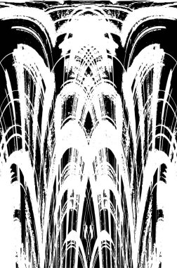 Grunge dikey olarak simetrik siyah beyaz doku. Tek renkli yıpranmış kaplama deseni. 