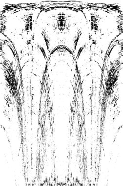 Grunge dikey olarak simetrik siyah beyaz doku. Tek renkli yıpranmış kaplama deseni. 