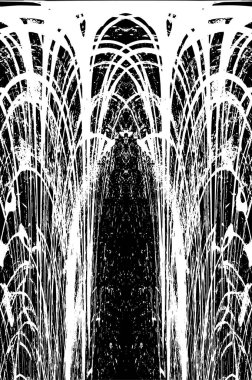 Grunge dikey olarak simetrik siyah beyaz doku. Tek renkli yıpranmış kaplama deseni. 