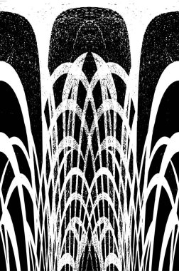 Grunge dikey olarak simetrik siyah beyaz doku. Tek renkli yıpranmış kaplama deseni. 