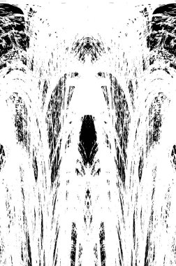 Grunge dikey olarak simetrik siyah beyaz doku. Tek renkli yıpranmış kaplama deseni. 