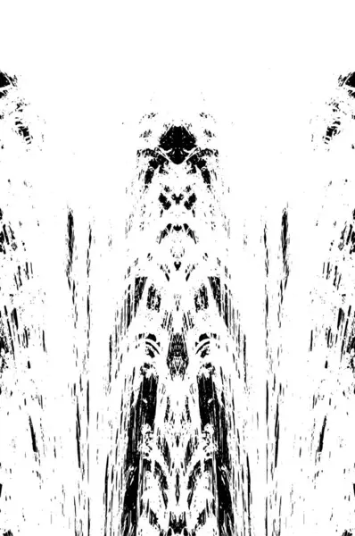 Grunge dikey olarak simetrik siyah beyaz doku. Tek renkli yıpranmış kaplama deseni. 