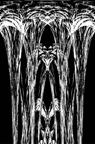 Grunge dikey olarak simetrik siyah beyaz doku. Tek renkli yıpranmış kaplama deseni. 