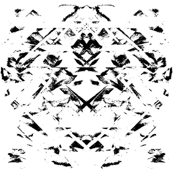 Symmetrical Geometrical Black White Grunge Background — Stock Vector