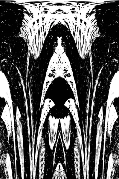 Grunge dikey olarak simetrik siyah beyaz doku. Tek renkli yıpranmış kaplama deseni. 