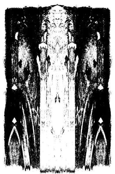 Grunge dikey olarak simetrik siyah beyaz doku. Tek renkli yıpranmış kaplama deseni. 