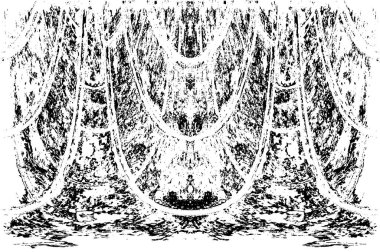 Grunge dikey olarak simetrik siyah beyaz doku. Tek renkli yıpranmış kaplama deseni. 