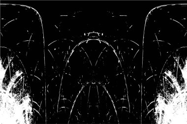 Grunge dikey olarak simetrik siyah beyaz doku. Tek renkli yıpranmış kaplama deseni. 