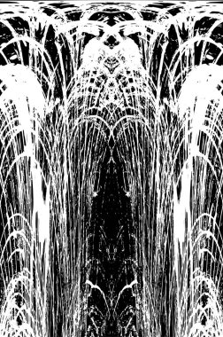 Grunge dikey olarak simetrik siyah beyaz doku. Tek renkli yıpranmış kaplama deseni. 