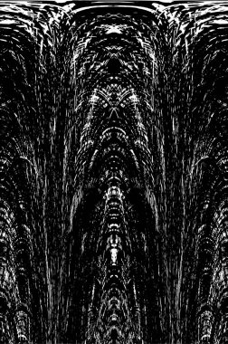 Grunge dikey olarak simetrik siyah beyaz doku. Tek renkli yıpranmış kaplama deseni. 