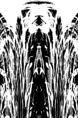 Grunge dikey olarak simetrik siyah beyaz doku. Tek renkli yıpranmış kaplama deseni. 