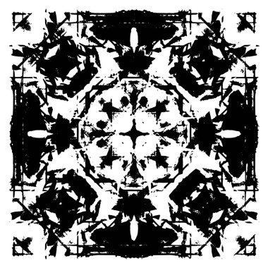 Grunge black and white pattern. Monochrome particles abstract texture. Background of cracks, scuffs, chips, stains, ink spots, lines. Dark design background surface. Gray printing element