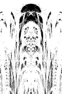 Grunge dikey olarak simetrik siyah beyaz doku. Tek renkli yıpranmış kaplama deseni. 