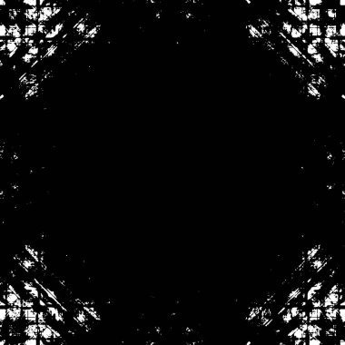 Grunge black and white pattern. Monochrome particles abstract texture. Background of cracks, scuffs, chips, stains, ink spots, lines. Dark design background surface. Gray printing element