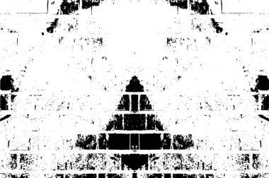 Grunge black and white pattern. Monochrome particles abstract texture. Background of cracks, scuffs, chips, stains, ink spots, lines. Dark design background surface. Gray printing element