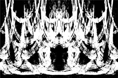 Grunge black and white pattern. Monochrome particles abstract texture. Background of cracks, scuffs, chips, stains, ink spots, lines. Dark design background surface. Gray printing element