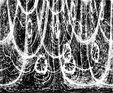 Vektör grunge dokusu. Siyah beyaz arka plan. Soyut monokrom resim koyu tonlarda solmuş bir efekt içerir