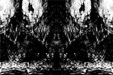 Vektör grunge dokusu. Siyah beyaz arka plan. Soyut monokrom resim koyu tonlarda solmuş bir efekt içerir