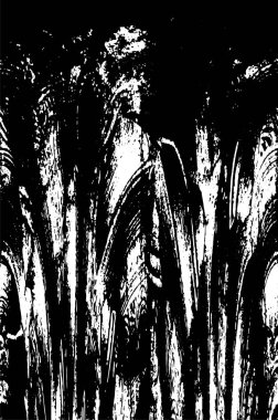 Vektör grunge dokusu. Siyah beyaz arka plan. Soyut monokrom resim koyu tonlarda solmuş bir efekt içerir