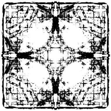 Vektör grunge dokusu. Siyah beyaz arka plan. Soyut monokrom resim koyu tonlarda solmuş bir efekt içerir