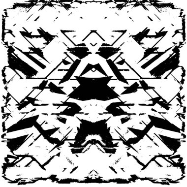 Vektör grunge dokusu. Siyah beyaz arka plan. Soyut monokrom resim koyu tonlarda solmuş bir efekt içerir