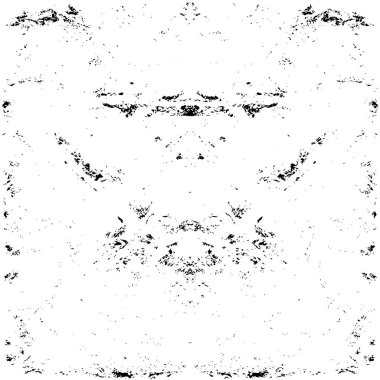Grunge üst üste biniyor. Soyut siyah-beyaz vektör arkaplanı. Çatlak, leke ve noktalarda kirli desenli tek renkli klasik yüzey. Karanlık korku tarzında eski bir duvar.