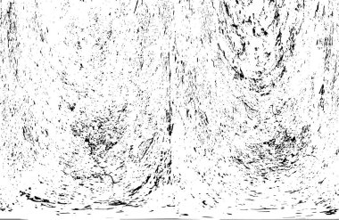 Grunge üst üste biniyor. Soyut siyah-beyaz vektör arkaplanı. Çatlak, leke ve noktalarda kirli desenli tek renkli klasik yüzey. Karanlık korku tarzında eski bir duvar.