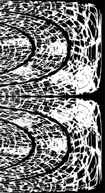 Grunge üst üste biniyor. Soyut siyah-beyaz vektör arkaplanı. Çatlak, leke ve noktalarda kirli desenli tek renkli klasik yüzey. Karanlık korku tarzında eski bir duvar.