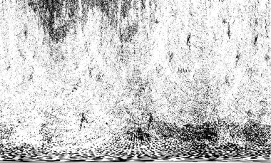 Grunge üst üste biniyor. Soyut siyah-beyaz vektör arkaplanı. Çatlak, leke ve noktalarda kirli desenli tek renkli klasik yüzey. Karanlık korku tarzında eski bir duvar.