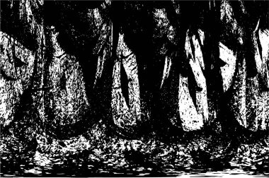 Grunge üst üste biniyor. Soyut siyah-beyaz vektör arkaplanı. Çatlak, leke ve noktalarda kirli desenli tek renkli klasik yüzey. Karanlık korku tarzında eski bir duvar.