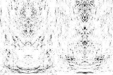 Grunge üst üste biniyor. Soyut siyah-beyaz vektör arkaplanı. Çatlak, leke ve noktalarda kirli desenli tek renkli klasik yüzey. Karanlık korku tarzında eski bir duvar.