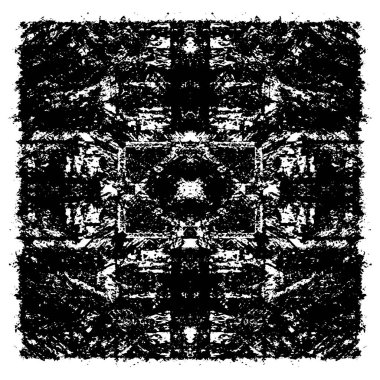 Grunge üst üste biniyor. Soyut siyah-beyaz vektör arkaplanı. Çatlak, leke ve noktalarda kirli desenli tek renkli klasik yüzey. Karanlık korku tarzında eski bir duvar.