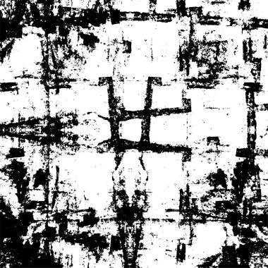 Grunge üst üste biniyor. Soyut siyah-beyaz vektör arkaplanı. Çatlak, leke ve noktalarda kirli desenli tek renkli klasik yüzey. Karanlık korku tarzında eski bir duvar.