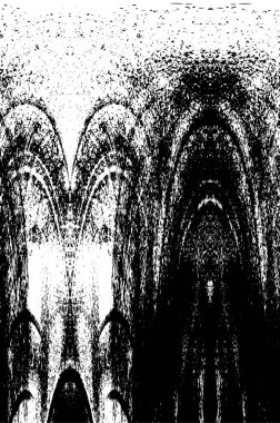 Grunge üst üste biniyor. Soyut siyah-beyaz vektör arkaplanı. Çatlak, leke ve noktalarda kirli desenli tek renkli klasik yüzey. Karanlık korku tarzında eski bir duvar.