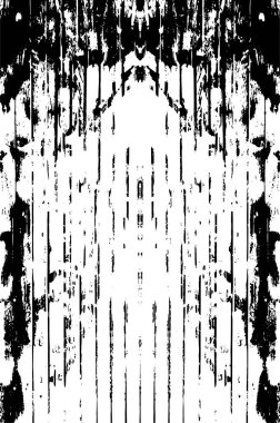 Grunge üst üste biniyor. Soyut siyah-beyaz vektör arkaplanı. Çatlak, leke ve noktalarda kirli desenli tek renkli klasik yüzey. Karanlık korku tarzında eski bir duvar.