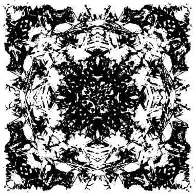 Grunge üst üste biniyor. Soyut siyah-beyaz vektör arkaplanı. Çatlak, leke ve noktalarda kirli desenli tek renkli klasik yüzey. Karanlık korku tarzında eski bir duvar.